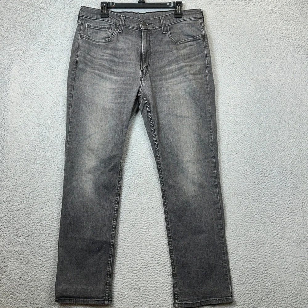 Levis 514 Jeans Mens 36X30 Straight Fit Grey Faded Stretch Denim Red Tab EUC